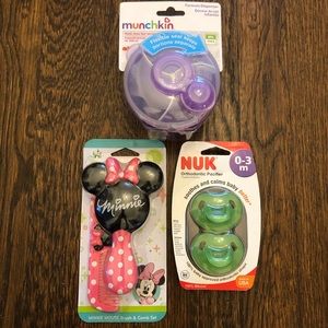 Munchkin, Nuk, Minnie Mouse Brush and Comb bundle